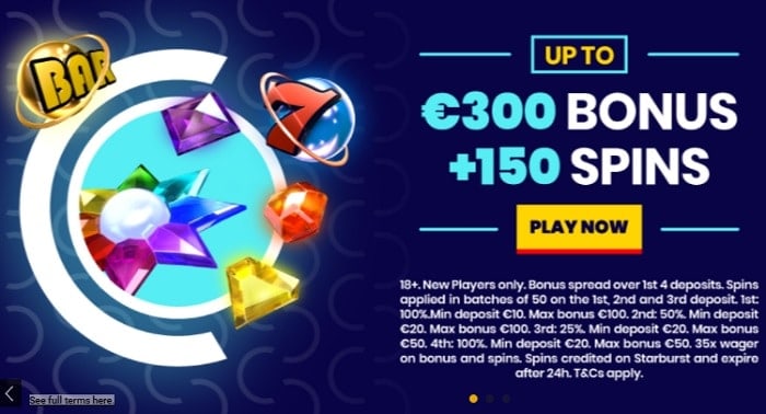 Get 300 EUR and 150 Free Spins! 