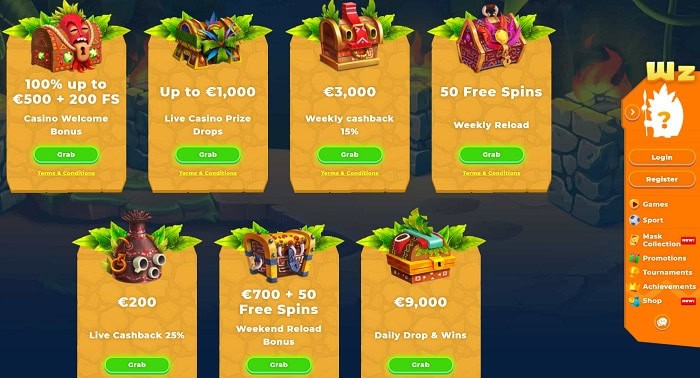 Wazamba Casino - free spins, no deposit bonus, promotions