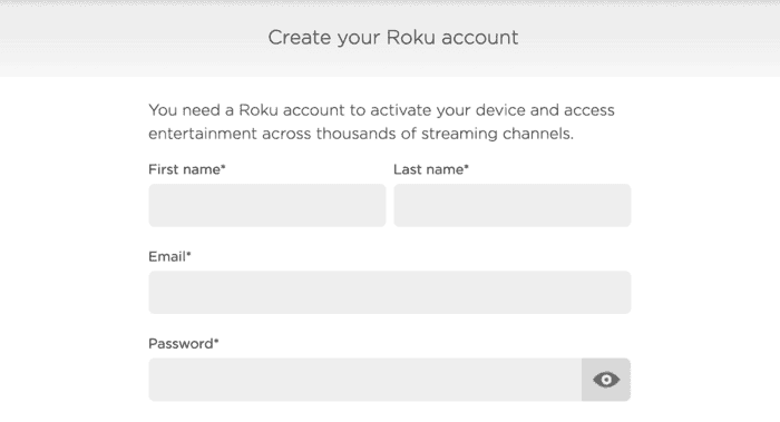 Create a Roku account.