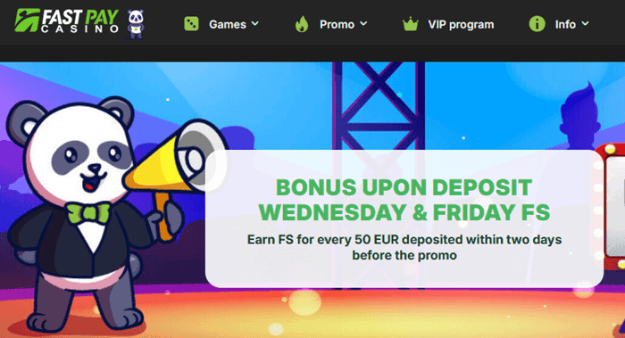 Fastpay Casino Free Spins Promotion Interface