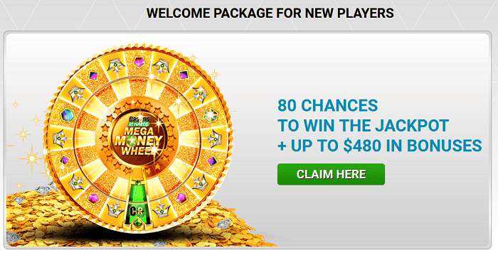 Play 80 free spins on Mega Money Wheel for just $1! 