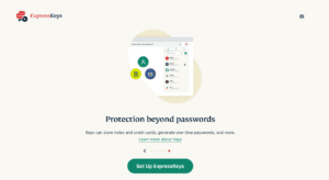 The ExpressKeys setup page, highlighting the option to begin setting up your password manager.