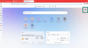 Vivaldi browser showing settings icon highlighted.