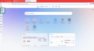 Vivaldi browser showing history icon highlighted.