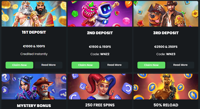 Play games and bet on sport at Winningz Casino! 