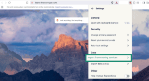 ExpressKeys browser extension import data from existing services.