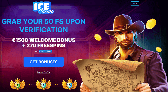 ICE Casino 50 gratis spins without deposit