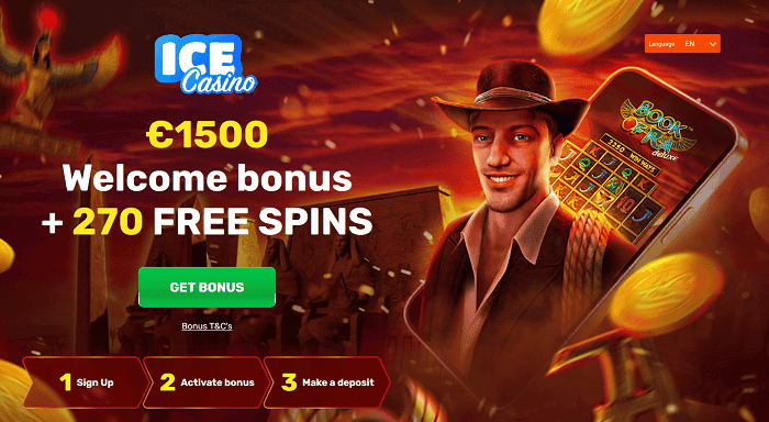 ICE Casino 1500 EUR welcome bonus and 270 free spins! 
