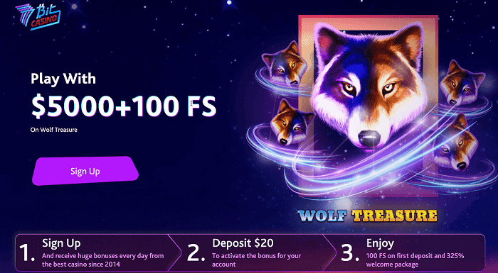 Play 100 FS on Wolf Treasure 