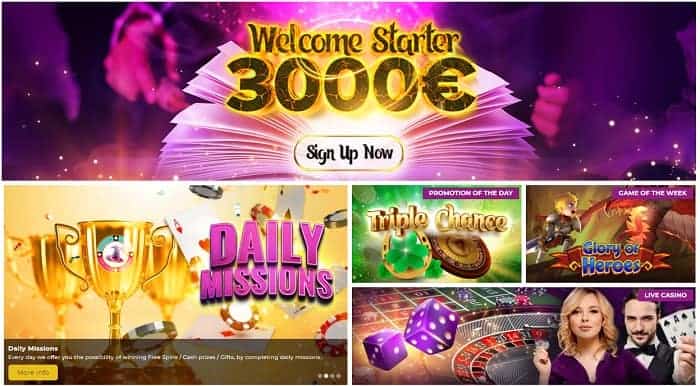 3000 EUR welcome bonus and 50 free spins 
