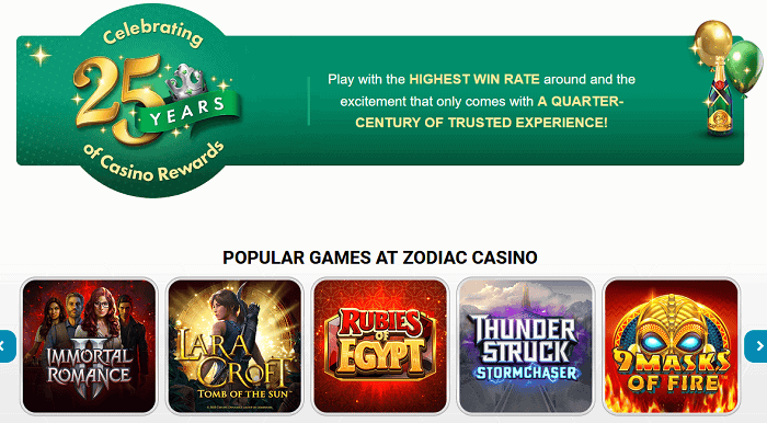 Zodiac Casino Popular Slots and Jackpot Games 