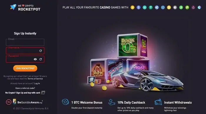 Sign up for Rocketpot.io! 