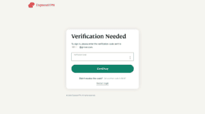 ExpressVPN verification page with a field to enter the 6-digit verification code and a Continue button.