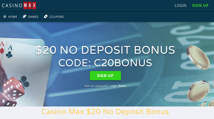 CasinoMax $20 Free Chip Code 