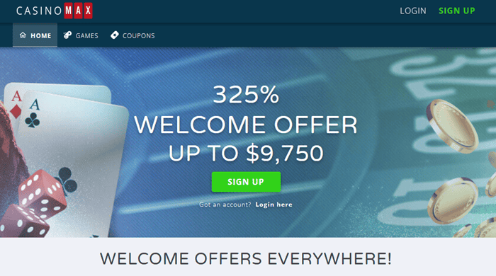 CasinoMax Welcome Bonus and Free Chip Promotion 