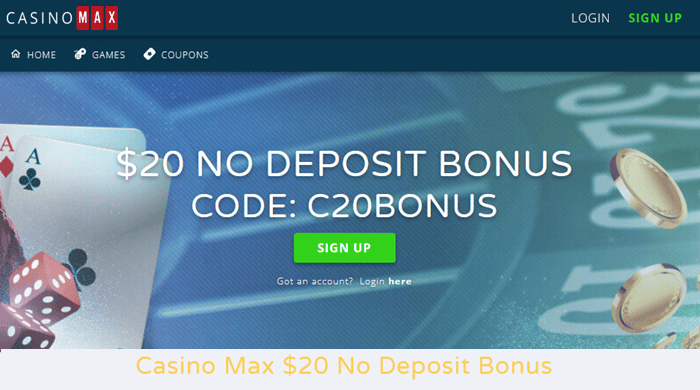CasinoMax Exclusive Bonus: $20 Free Chip 