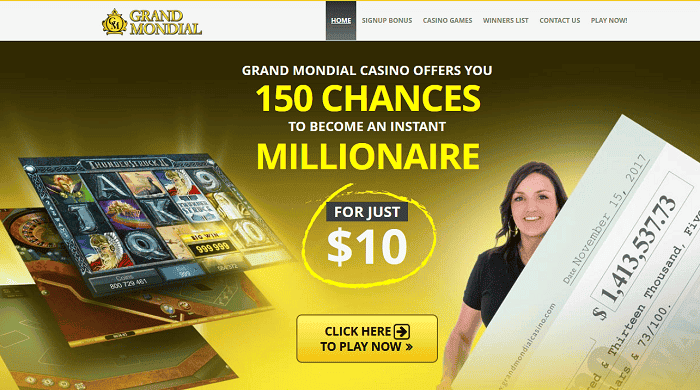 Get 150 Free Chances at Grand Mondial Casino 