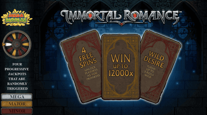 Free bonuses on Immortal Romance Mega Moolah!