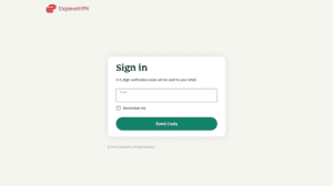 ExpressVPN sign-in page with an email field and Send Code button.