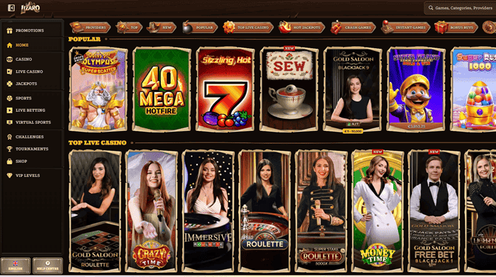 Play top online slots at Lizaro and win real money! 