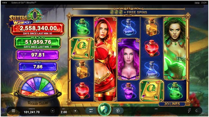 Free Spins on Sisters Of Oz Jackpot Slot 