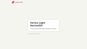 ExpressVPN confirmation page showing Device Login Successful.