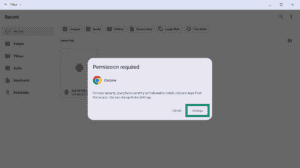 System "Permission required" dialog for installing unknown apps, with the "Settings" button highlighted in a green box.