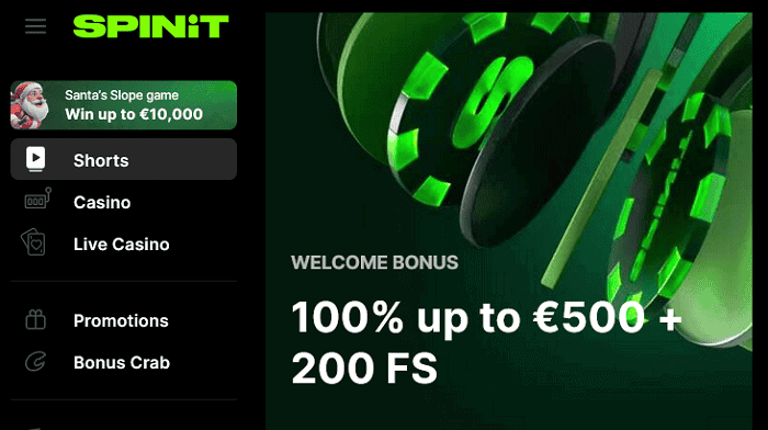 100% bonus + 200 free spins + 1 bonus crab 