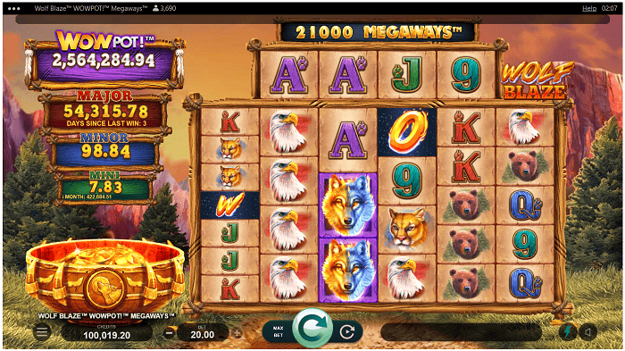 Wolf Blaze Wowpot Megaways Free Spins 