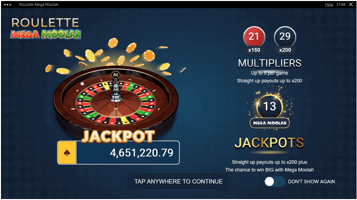 Win Mega Moolah on Roulette!