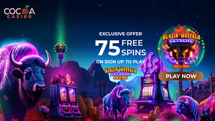 Claim 75 Free Spins on Blazin Buffalo Extreme Hold & Win on sign-up! 