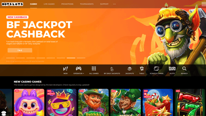 Hotslots Casino cashback bonus