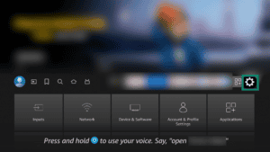  Settings button highlighted on Fire TV