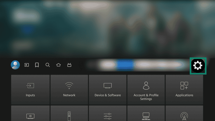 Settings menu on Amazon Fire TV