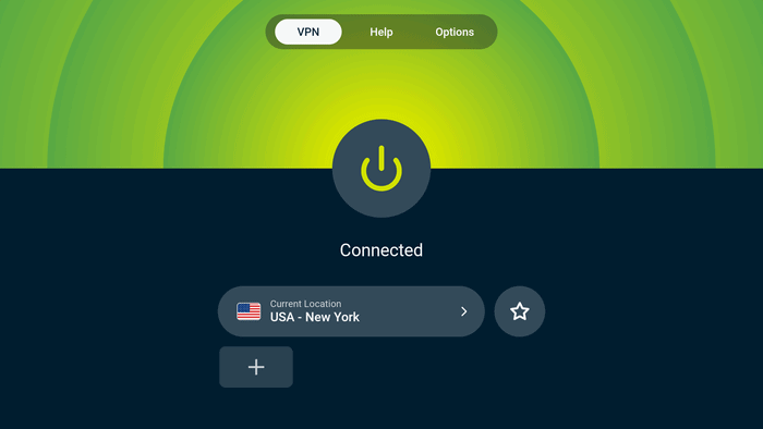 ExpressVPN fully connected to a New York server
