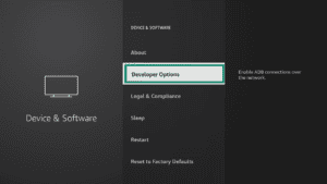 Developer Options highlighted in Amazon Fire TV
