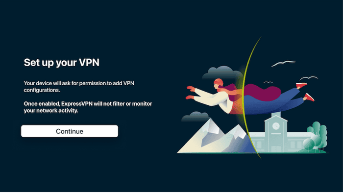 ExpressVPN set up screen.