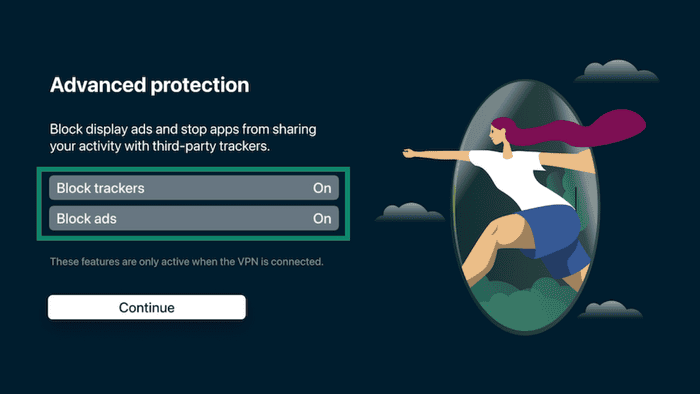 ExpressVPN set up screen showing advanced protection features.