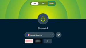 The "Option" tab in the ExpressVPN app for Android TVs.