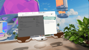 The "Connect on browser launch" option in the ExpressVPN browser extension in the Meta Quest Browser highlighted.