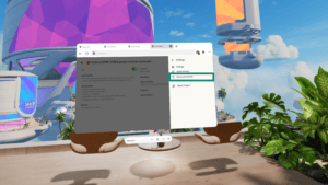The Settings menu, showing the "Privacy & Settings" options in the ExpressVPN browser extension in the Meta Quest Browser highlighted.