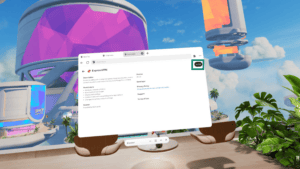 The ExpressVPN extension in the Meta Quest Browser.