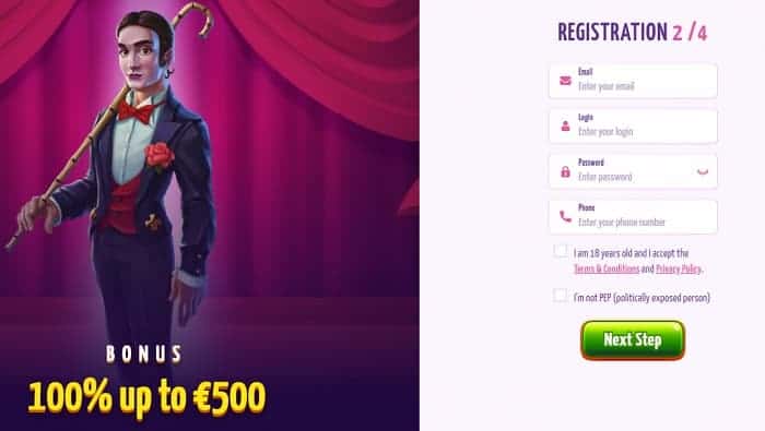 Sign up with Winota.com Online Casino 