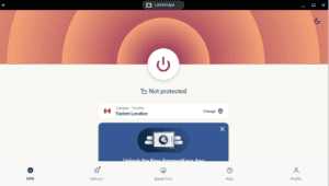 ExpressVPN home screen when not connected to a server.
