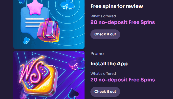Install WinSpirit Mobile App and get 20 free spins no deposit! 