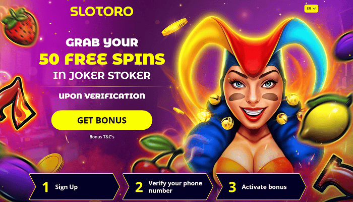 50 free spins on Joker Stoker - no deposit bonus 