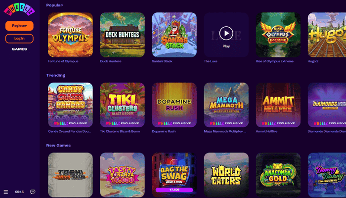 Wheelz Slots, Live Casino, Mobile App 