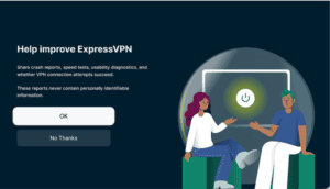 ExpressVPN Vega OS setup share information screen.