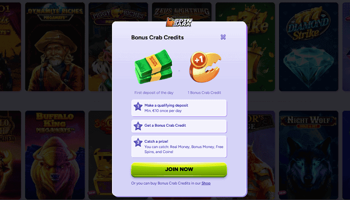 Spinbara Casino Bonus Crab 