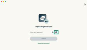 The biometric icon highlighted on the sign-in screen in the ExpressKeys app for macOS.